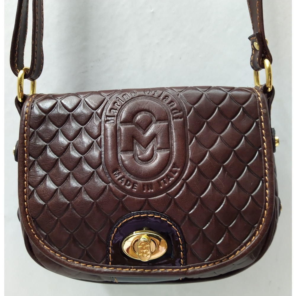 Marino Orlandi Brown Leather Turnlock Flap Closure Crossbody Bag - Picture 16 of 16